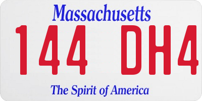 MA license plate 144DH4