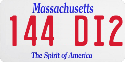 MA license plate 144DI2