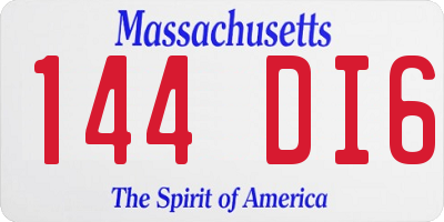 MA license plate 144DI6