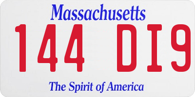 MA license plate 144DI9
