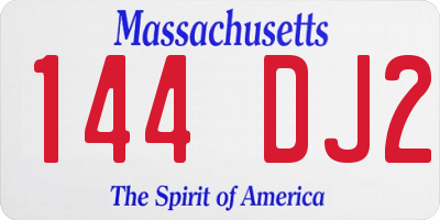 MA license plate 144DJ2