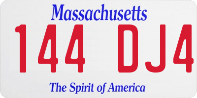 MA license plate 144DJ4