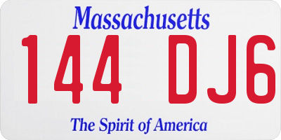 MA license plate 144DJ6