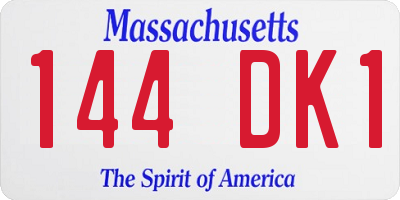 MA license plate 144DK1