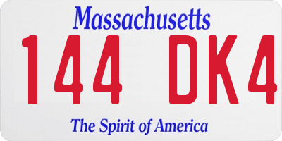 MA license plate 144DK4