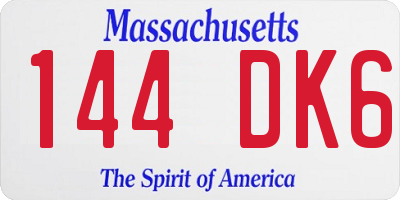 MA license plate 144DK6