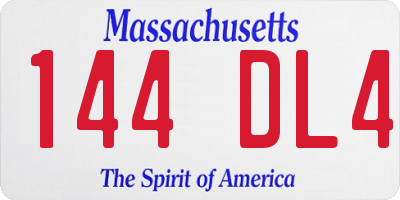 MA license plate 144DL4