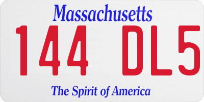 MA license plate 144DL5