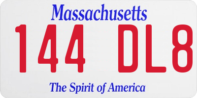 MA license plate 144DL8