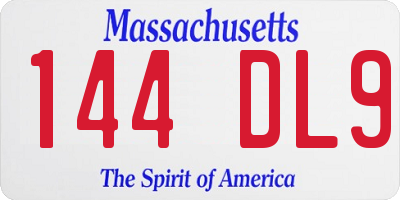 MA license plate 144DL9