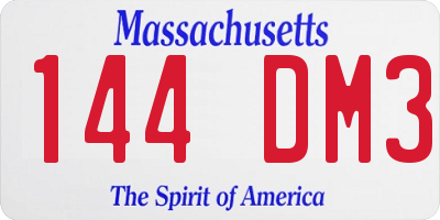 MA license plate 144DM3
