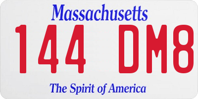 MA license plate 144DM8