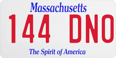 MA license plate 144DN0