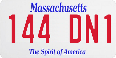 MA license plate 144DN1