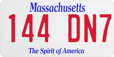 MA license plate 144DN7