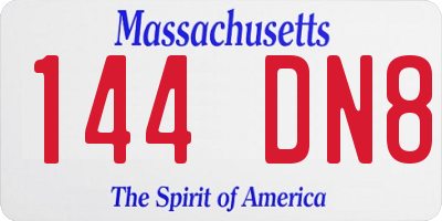 MA license plate 144DN8