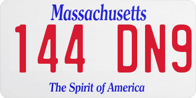 MA license plate 144DN9