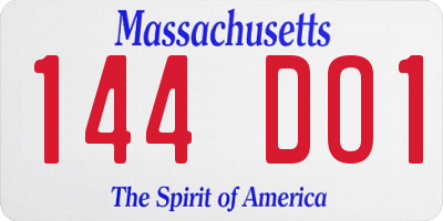 MA license plate 144DO1