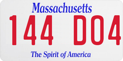 MA license plate 144DO4