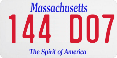 MA license plate 144DO7