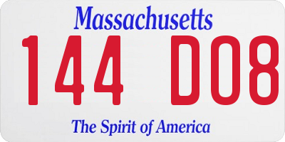 MA license plate 144DO8