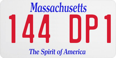 MA license plate 144DP1