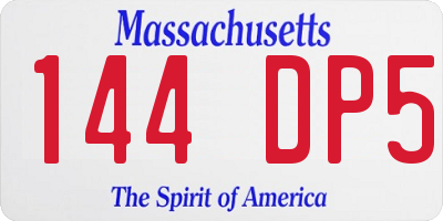 MA license plate 144DP5