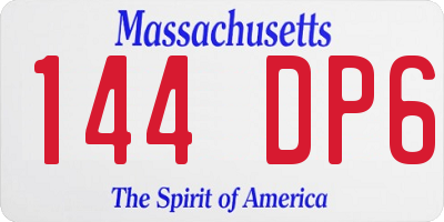 MA license plate 144DP6