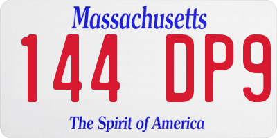 MA license plate 144DP9