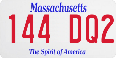 MA license plate 144DQ2