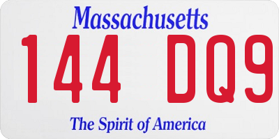 MA license plate 144DQ9