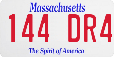 MA license plate 144DR4