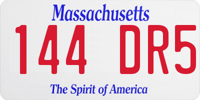 MA license plate 144DR5