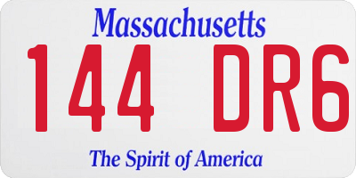 MA license plate 144DR6