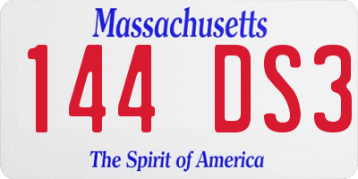 MA license plate 144DS3