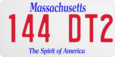 MA license plate 144DT2