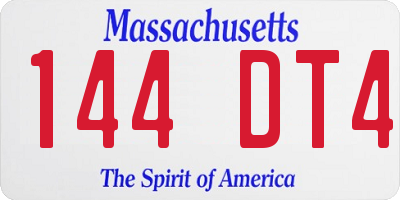 MA license plate 144DT4