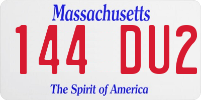 MA license plate 144DU2