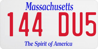 MA license plate 144DU5