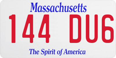 MA license plate 144DU6