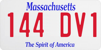 MA license plate 144DV1