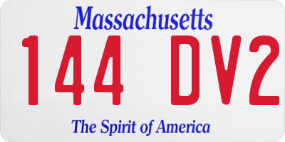 MA license plate 144DV2