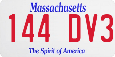 MA license plate 144DV3
