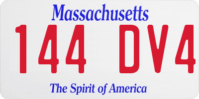 MA license plate 144DV4