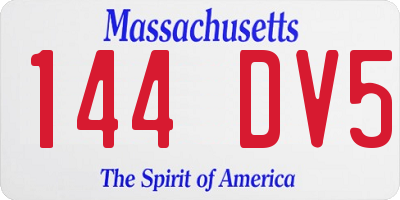 MA license plate 144DV5