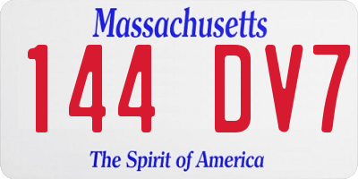 MA license plate 144DV7