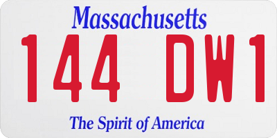 MA license plate 144DW1