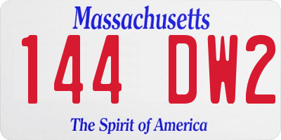 MA license plate 144DW2