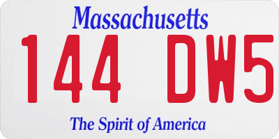 MA license plate 144DW5