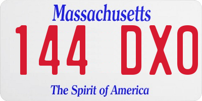 MA license plate 144DX0